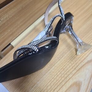Italian Shoemakers Black Heels with Silver Accents